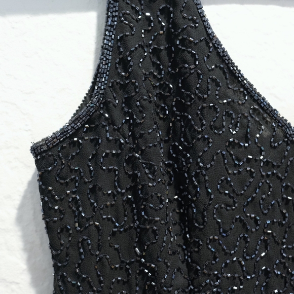 Vintage 80s JMD New York Beaded Black Cocktail Dress, Size PM - Picture 5 of 8